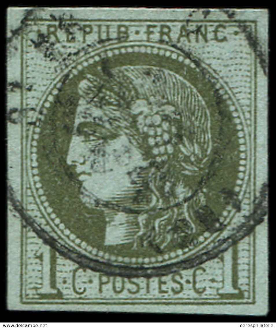 EMISSION DE BORDEAUX - 39B   1c. Olive, R II, Obl. Càd T17, TB. C - 1870 Bordeaux Printing