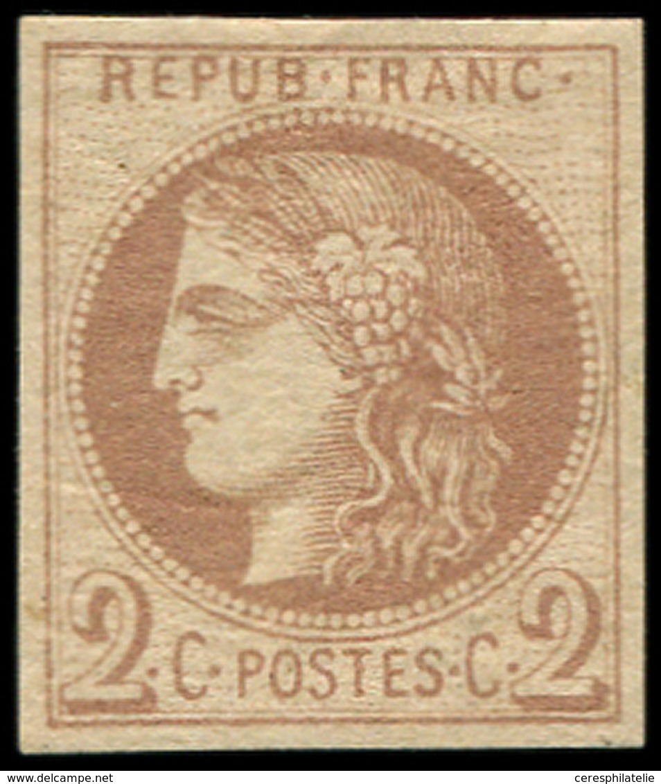 * EMISSION DE BORDEAUX - 40A   2c. Chocolat Clair, R I, Gomme Lég. Altérée, Sinon TB - 1870 Bordeaux Printing