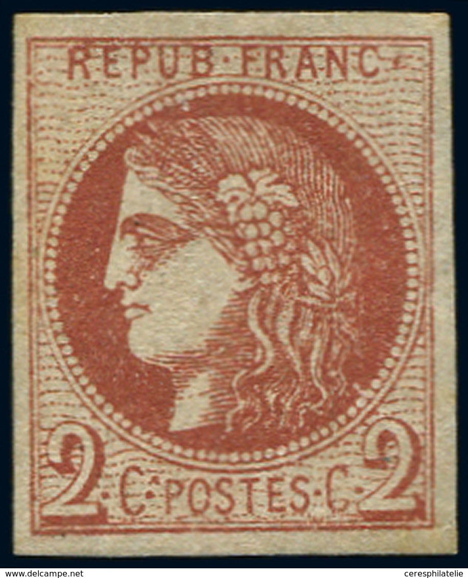 * EMISSION DE BORDEAUX - 40Bf  2c. ROUGE-BRIQUE FONCE, R II, Forte Ch., TB, Certif. Calves - 1870 Bordeaux Printing