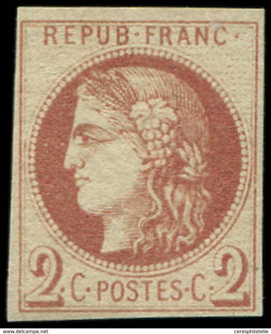 (*) EMISSION DE BORDEAUX - 40Af  2c. Chocolat Clair, R I, Impression Fine De Tours, TB, Cote Maury - 1870 Bordeaux Printing