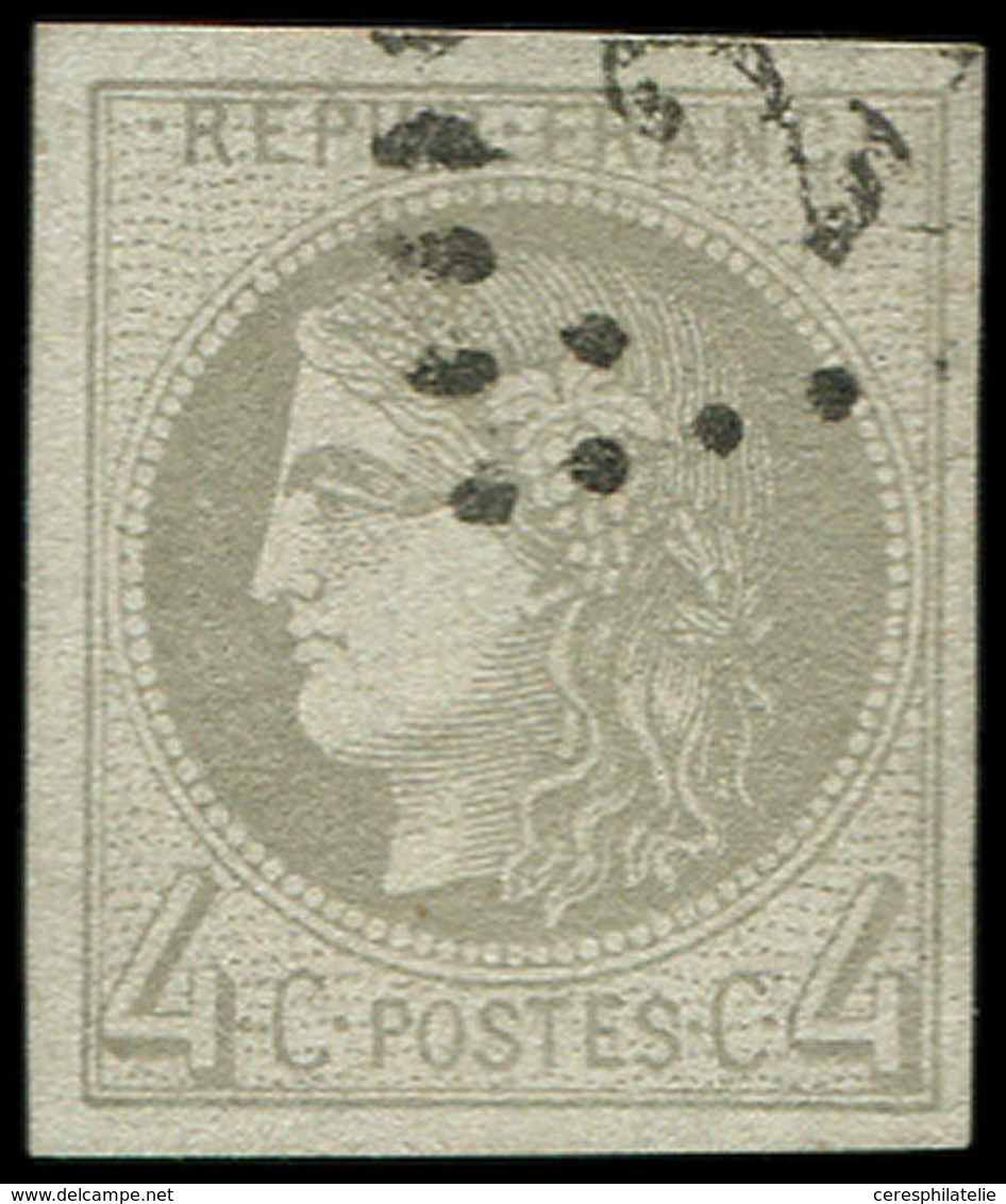 EMISSION DE BORDEAUX - 41A   4c. Gris, R I, Pos. 8, Obl. Légère, TTB, Certif. Miro - 1870 Bordeaux Printing
