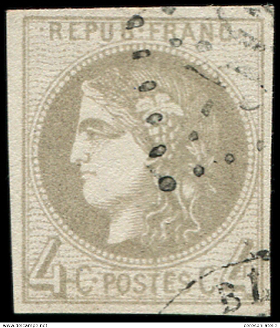 EMISSION DE BORDEAUX - 41B   4c. Gris, R II, Oblitéré GC, TB - 1870 Bordeaux Printing