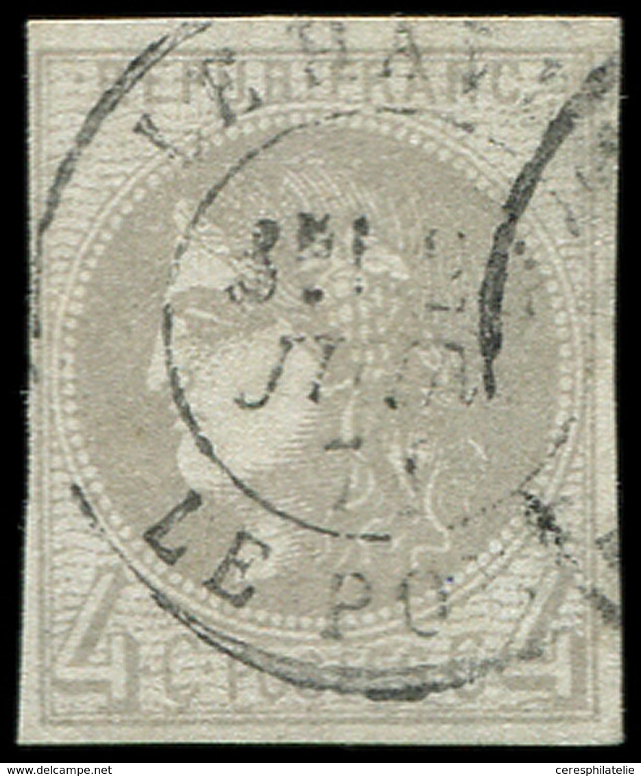 EMISSION DE BORDEAUX - 41B   4c. Gris, R II, Obl. Càd LE HAVRE LE PORT 6/71, TB. C - 1870 Bordeaux Printing