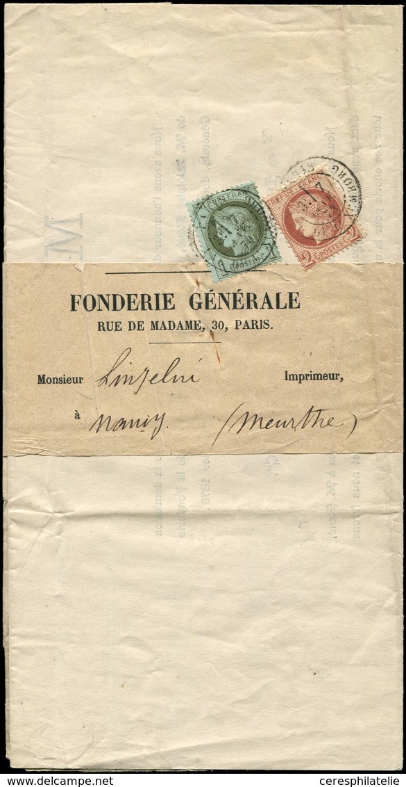 Let CERES DENTELE - 50 Et 51, 1c. Et 2c. Obl. Càd Pal. Du Luxembourg 7/1/73 S. Imprimé Complet Sous Bande, TB - 1849-1876: Classic Period
