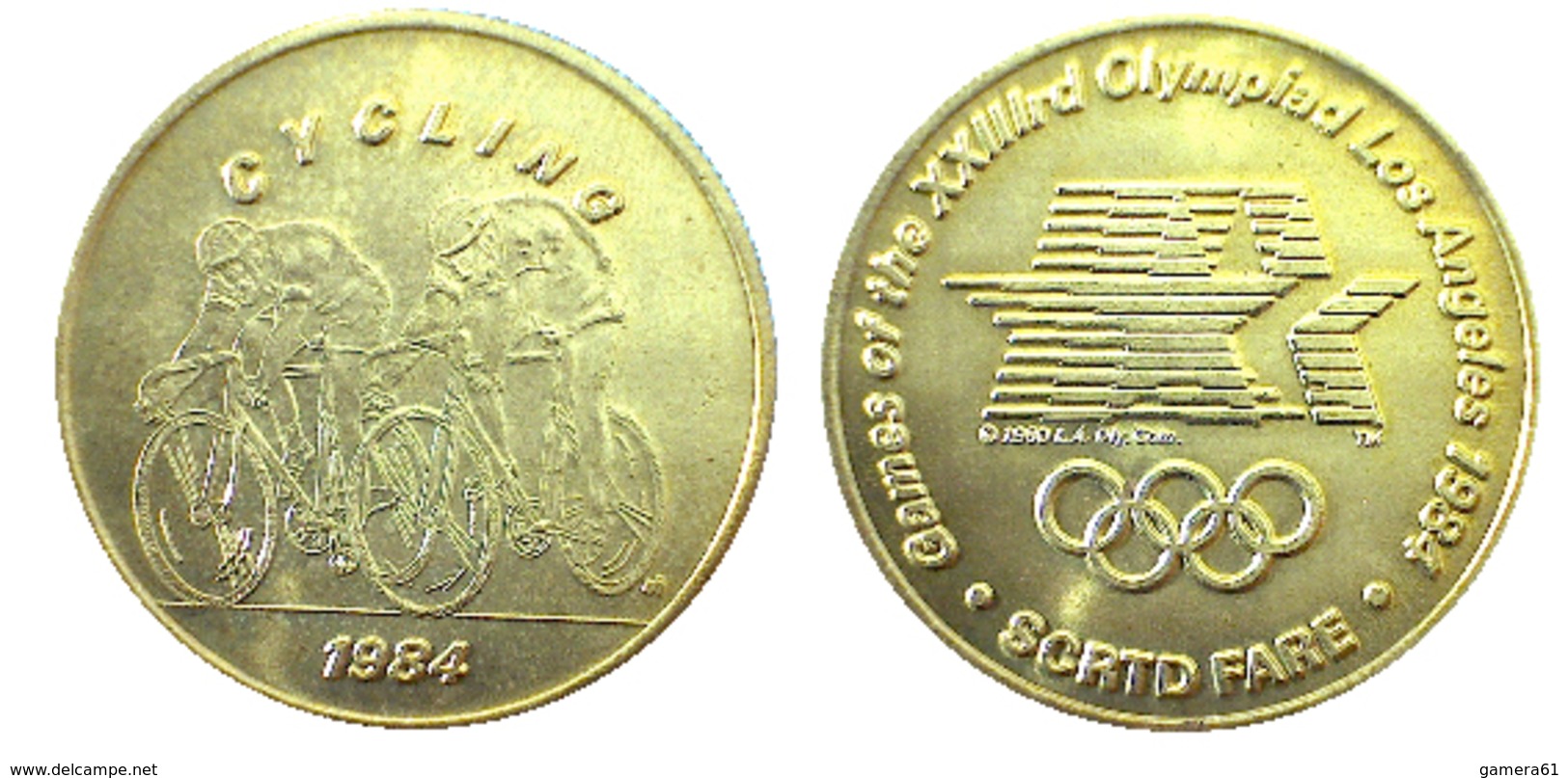 03881 GETTONE JETON TOKEN TRASPORTO TRANSIT GAMES OF THE XXIIIrd OLYMPIAD LOS ANGELES 1984 SCRTD FARE CYCLING - Other & Unclassified