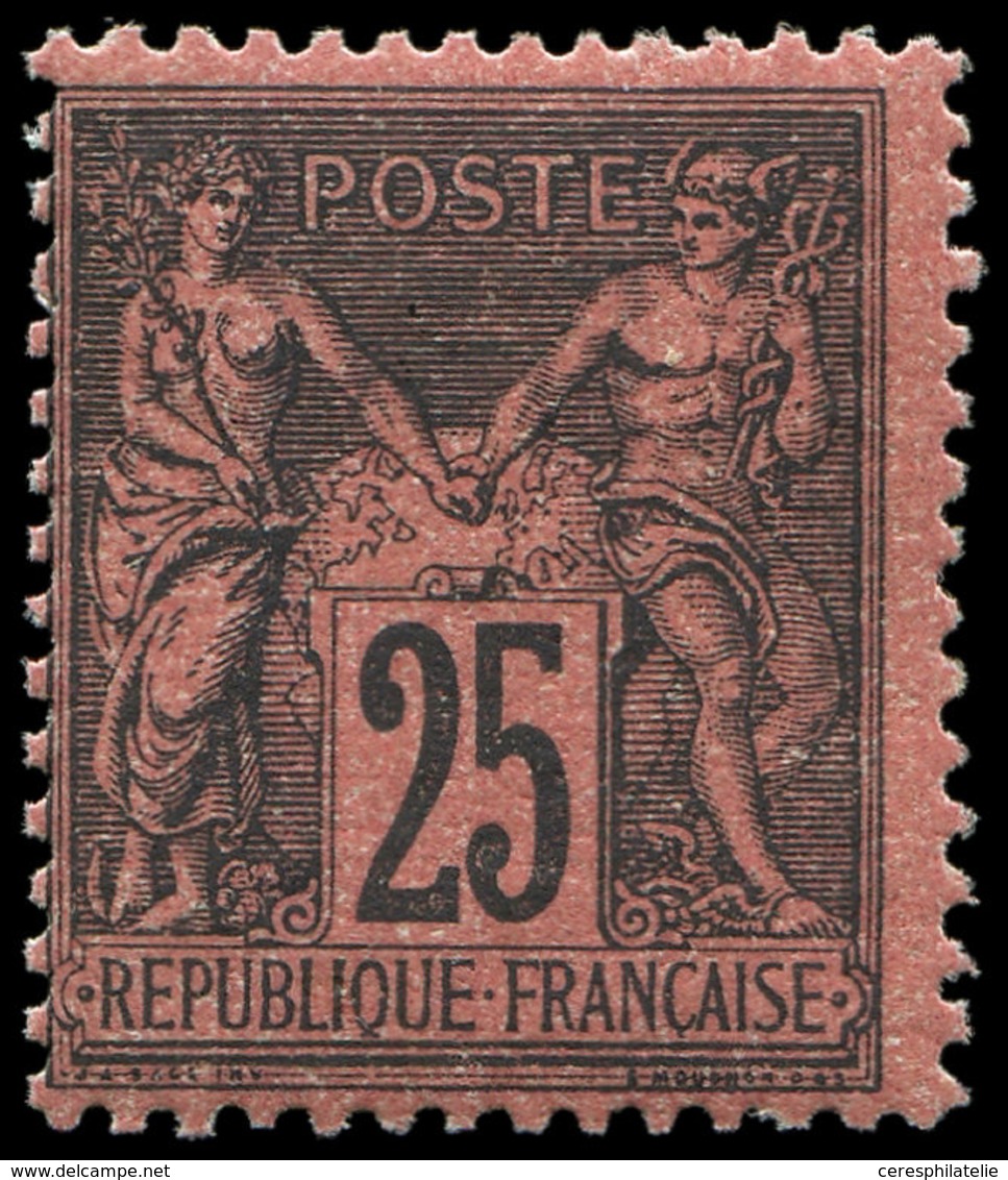 ** TYPE SAGE - 91   25c. Noir Sur Rouge, Très Frais, TB, Certif. JF Brun - 1876-1878 Sage (Type I)