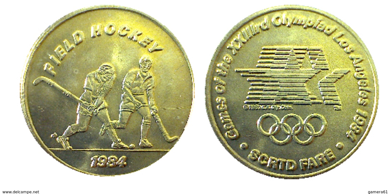 03884 GETTONE JETON TOKEN TRASPORTO TRANSIT GAMES OF THE XXIIIrd OLYMPIAD LOS ANGELES 1984 SCRTD FIELD ROCKEY - Other & Unclassified