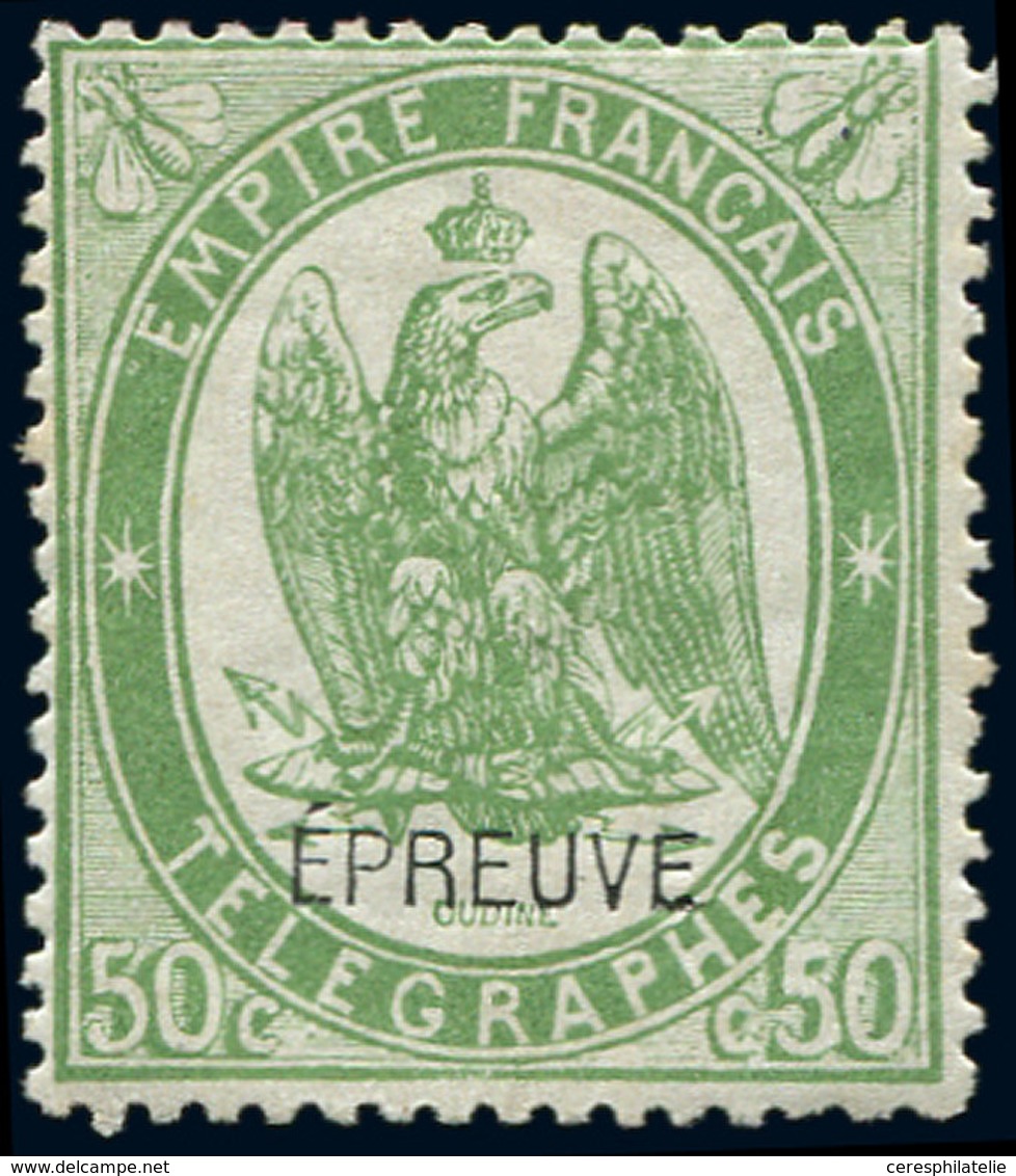 * TELEGRAPHE - Télégraphe 6b : 50c. Vert Foncé, Surchargé EPREUVE, TB - Telegraph And Telephone