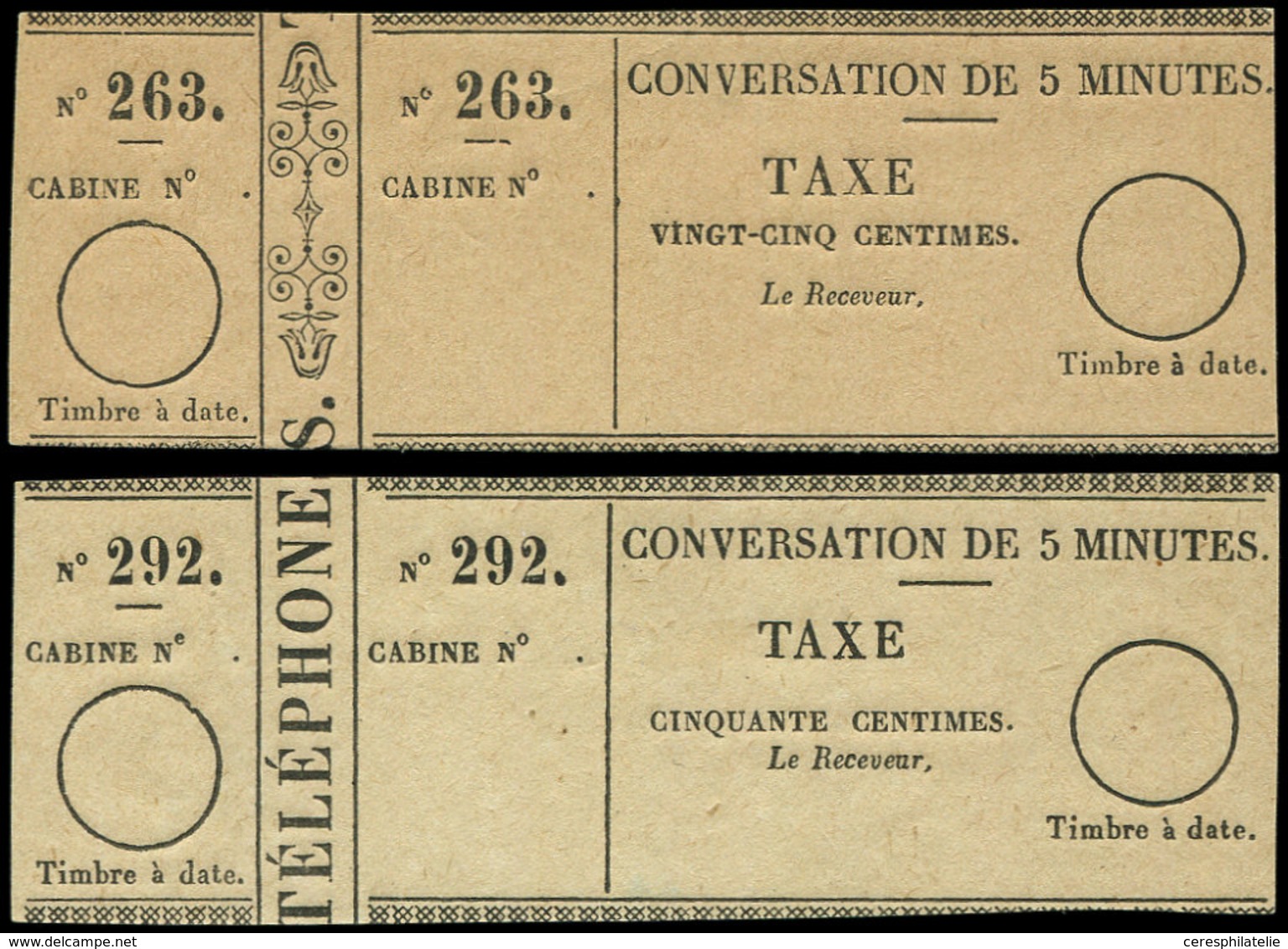 (*) TELEPHONE - Téléphone 1/2 : 25c. Et 50c. Noir Sur Bulle, TB - Telegraph And Telephone