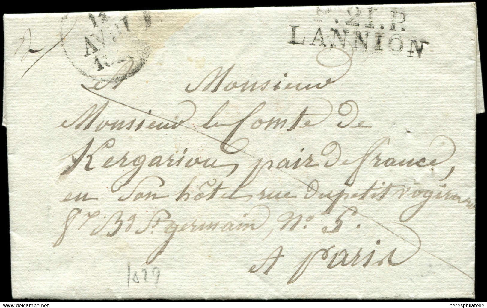 Let OBLITERATIONS PAR DEPARTEMENTS - 21/COTES DU NORD MP P.21.P./LANNION Sur LAC, Dateur A 10/4/29, TB - 1849-1876: Periodo Clásico