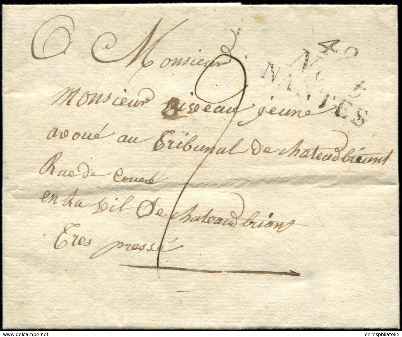 Let OBLITERATIONS PAR DEPARTEMENTS - 42/LOIRE INFERIEURE Cursive 42/Nort/NANTES S. LAC De 1828, TTB - Otros & Sin Clasificación