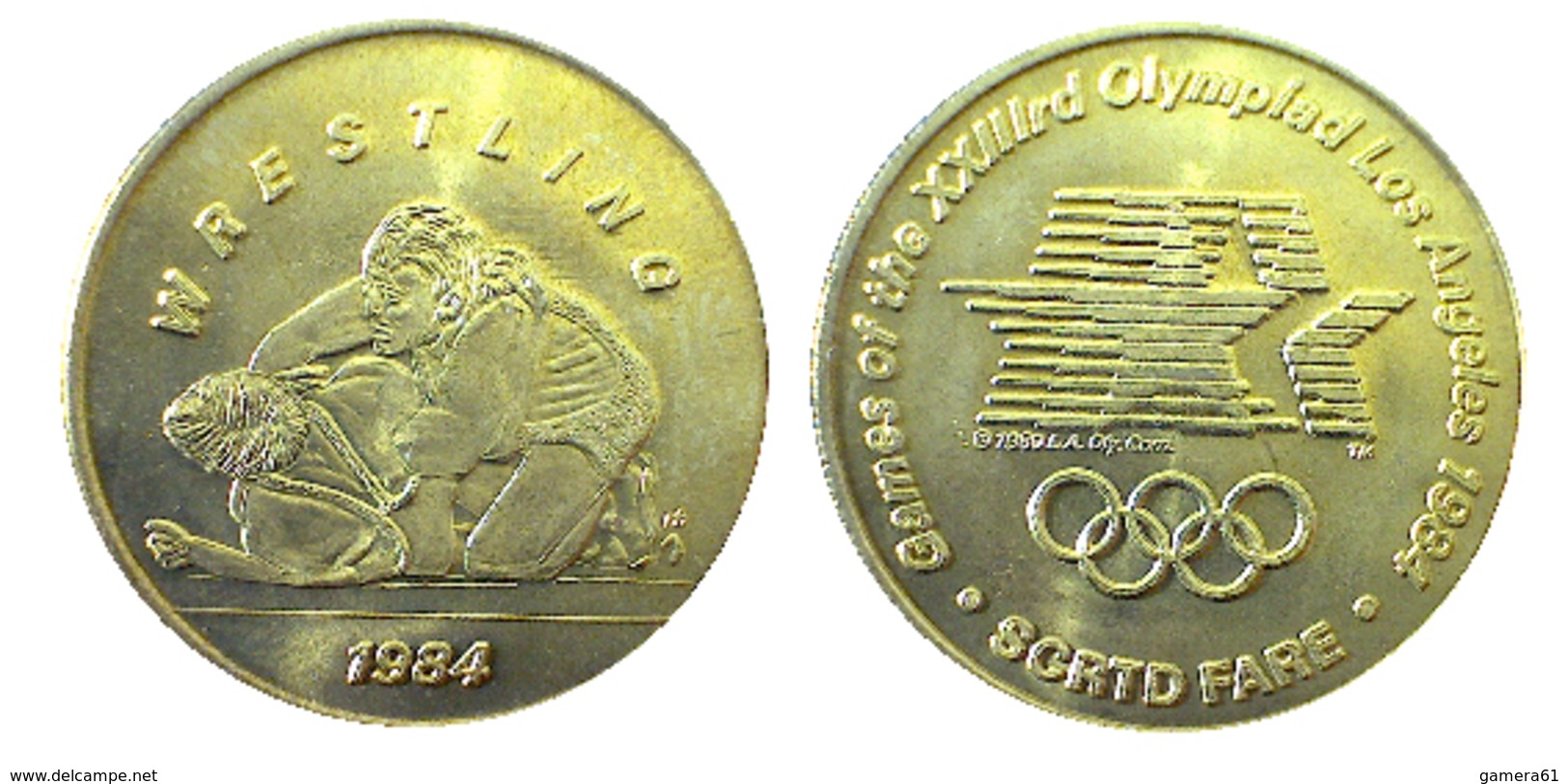 03887 GETTONE JETON TOKEN TRASPORTO TRANSIT GAMES OF THE XXIIIrd OLYMPIAD LOS ANGELES 1984 SCRTD WRESTLING - Other & Unclassified