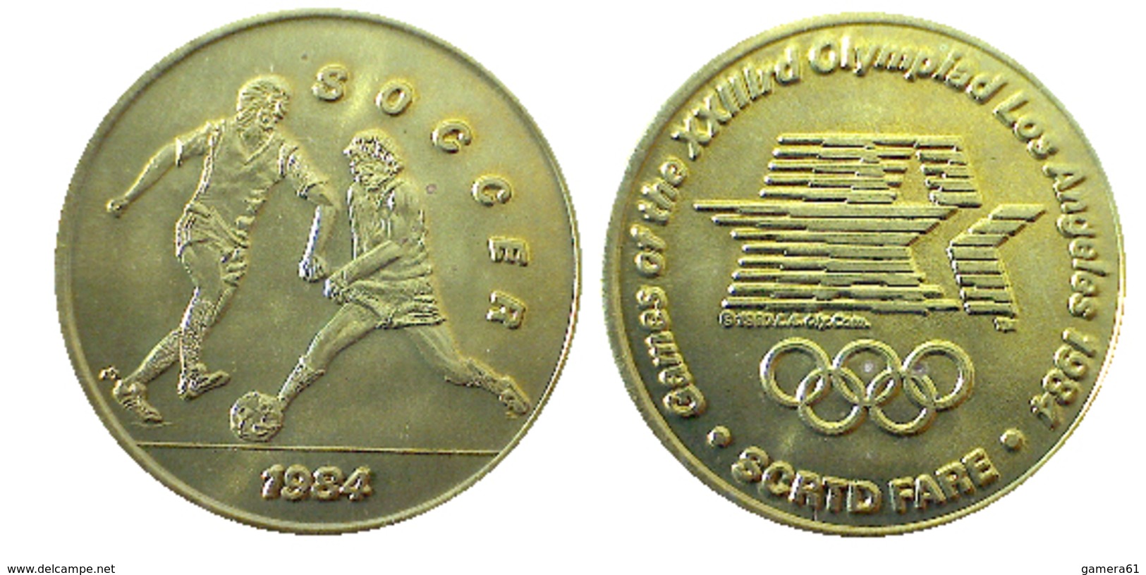 03888 GETTONE JETON TOKEN TRASPORTO TRANSIT GAMES OF THE XXIIIrd OLYMPIAD LOS ANGELES 1984 SCRTD SOCCER - Other & Unclassified