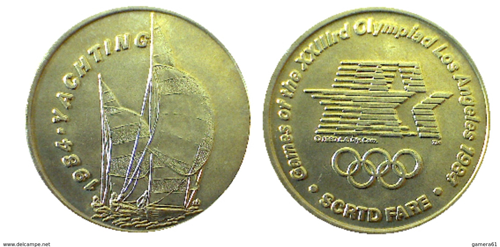 03891 GETTONE JETON TOKEN TRASPORTO TRANSIT GAMES OF THE XXIIIrd OLYMPIAD LOS ANGELES 1984 SCRTD FARE YACHTING - Other & Unclassified