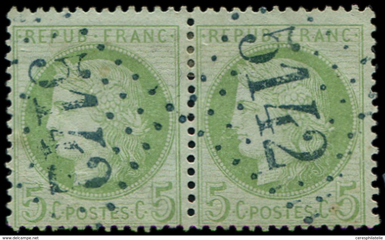 LETTRES ET OBLITERATIONS D'ALGERIE - N°53 PAIRE (1ex. P.d.) Obl. GC Bleu 5142 De BOGHARI, TTB - 1849-1876: Periodo Clásico
