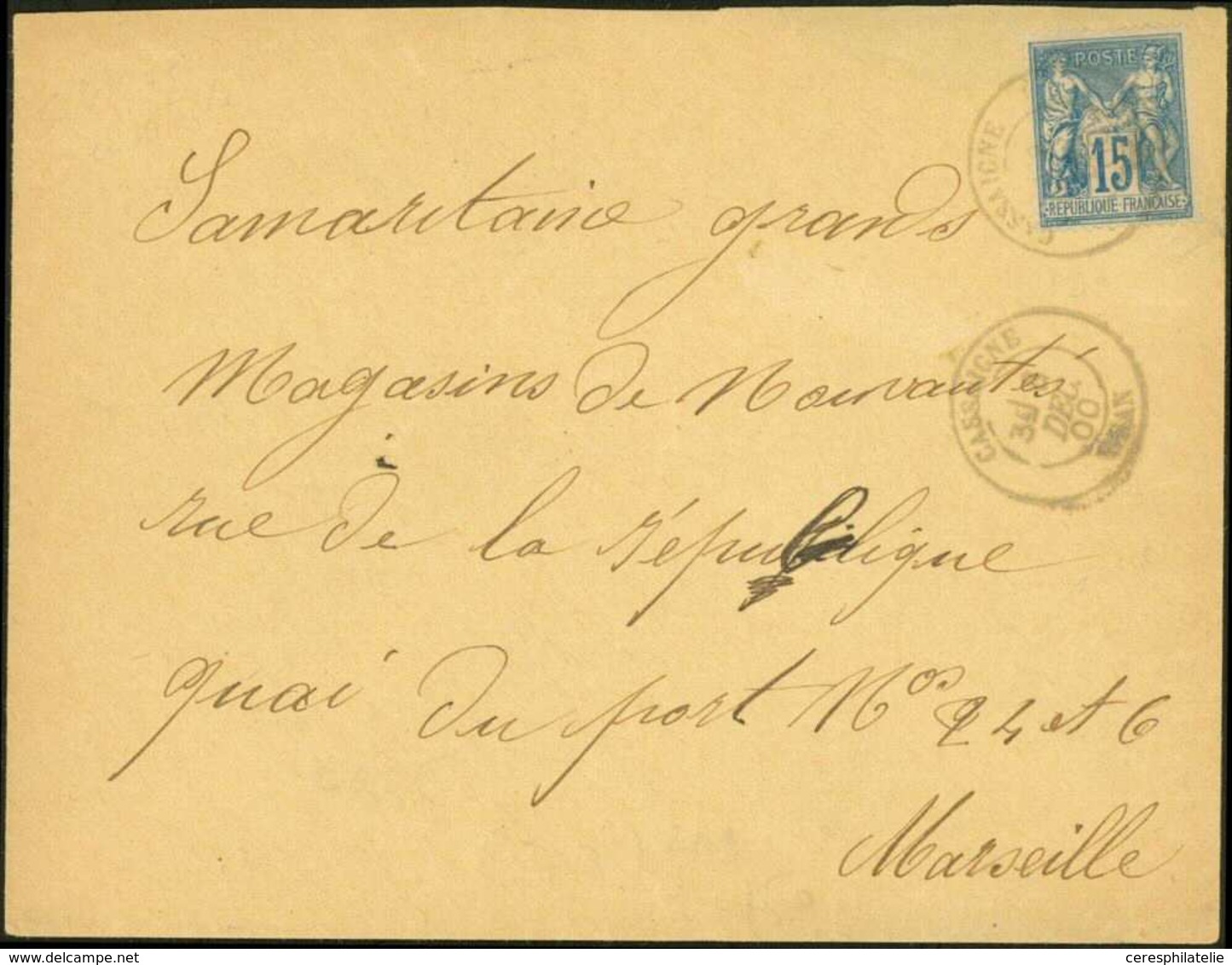 Let LETTRES ET OBLITERATIONS D'ALGERIE - N°90 Oblitéré Càd CASSAIGNE ORAN 8/12/00 Sur Enveloppe, TB - 1849-1876: Classic Period