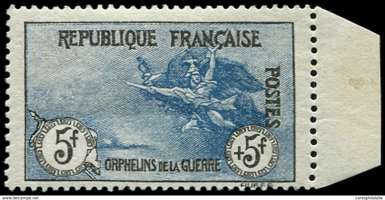 ** EMISSIONS DU XXème SIECLE - 155   1ère Série Orphelins,  5f. + 5f. Noir Et Bleu, Bdf, TB - Unused Stamps
