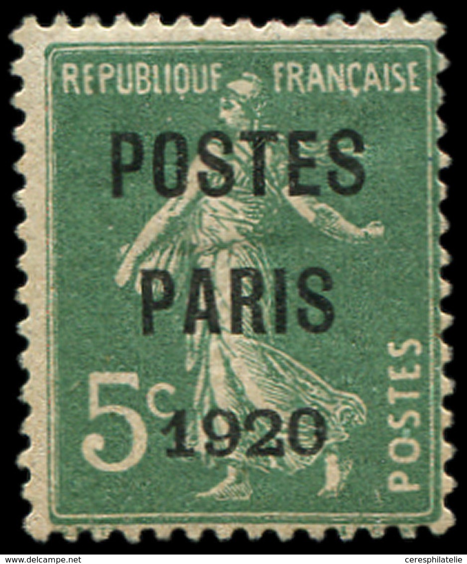 * PREOBLITERES - 24   5c. Vert, POSTES PARIS 1920, TB. C - 1893-1947