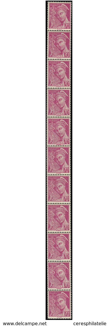 ** ROULETTES - 35  Mercure, 70c. Lilas-rose, BANDE De 11, TB - Coil Stamps