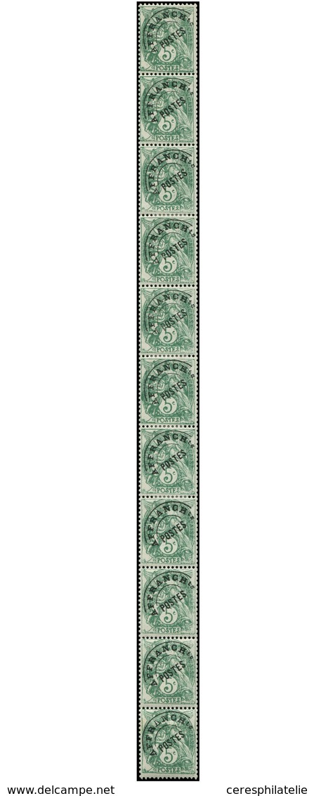 * ROULETTES - 43  Blanc, 5c. Vert Préo, BANDE De 11, TB - Coil Stamps