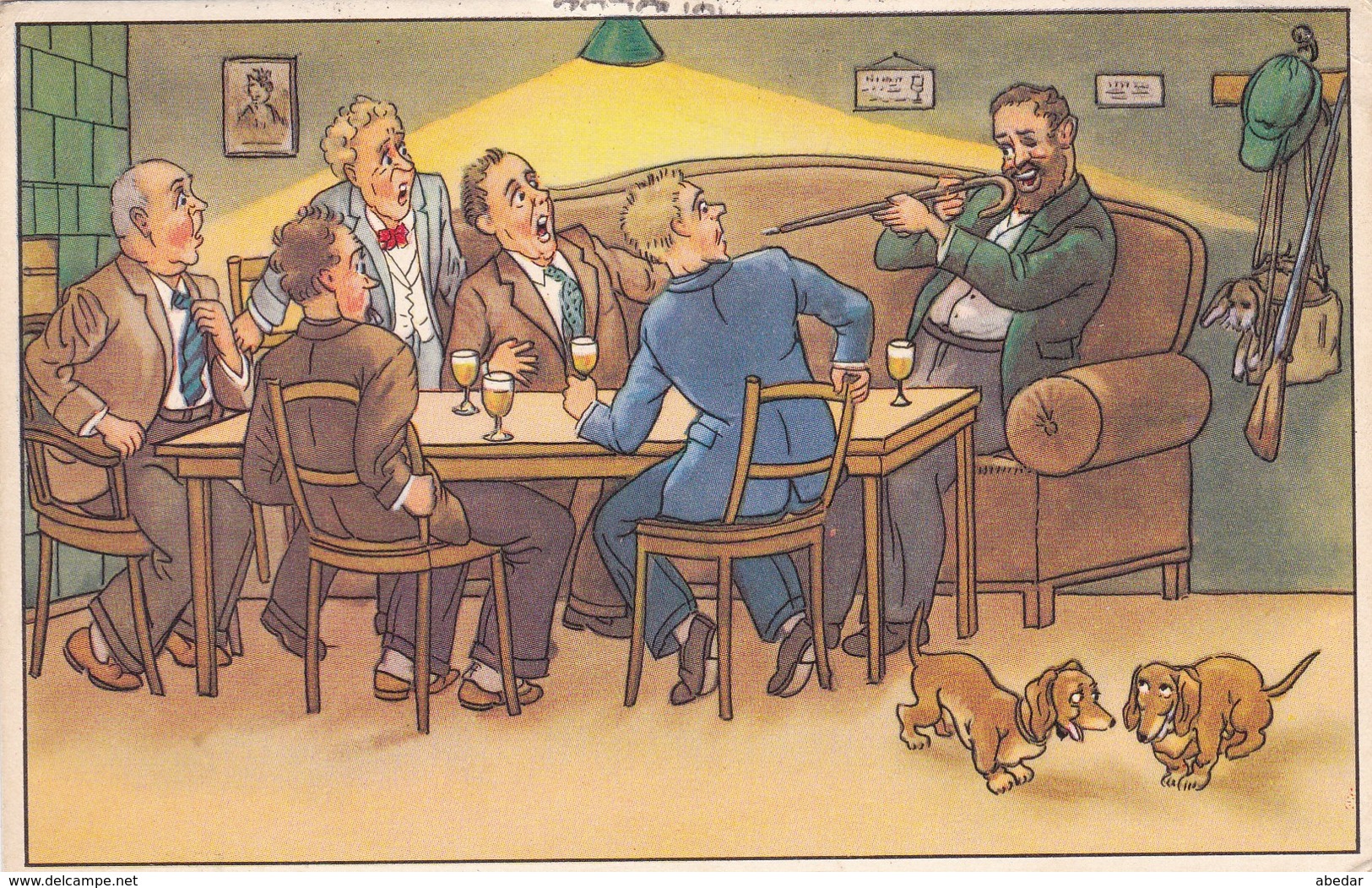 CHIEN  DOG Dackel Teckel  Dachshund  Basset Bassotto Old Postcard 1956 - Chiens