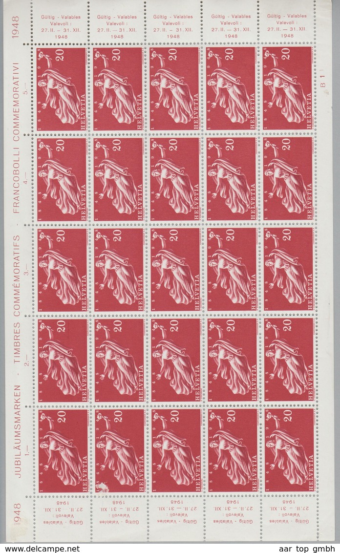 Schweiz 1948 Zu#283 Bogen B11 20 Marken - Other & Unclassified
