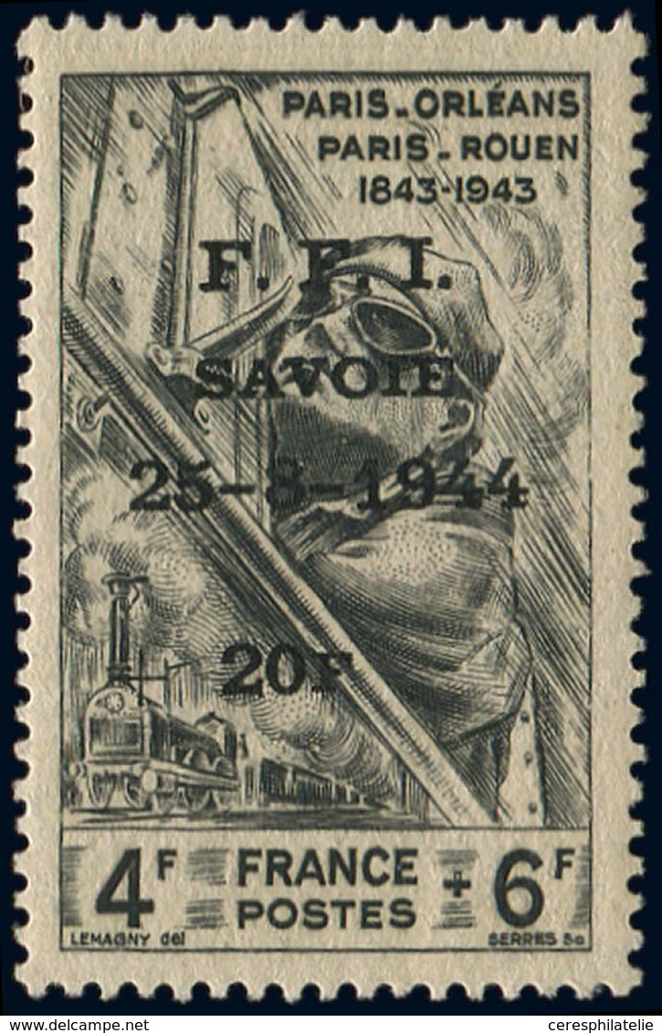 ** TIMBRES DE LIBERATION - CHAMBERY 13 : 20f. Sur 4f. + 6f., Inf. Adh., TB - Liberación