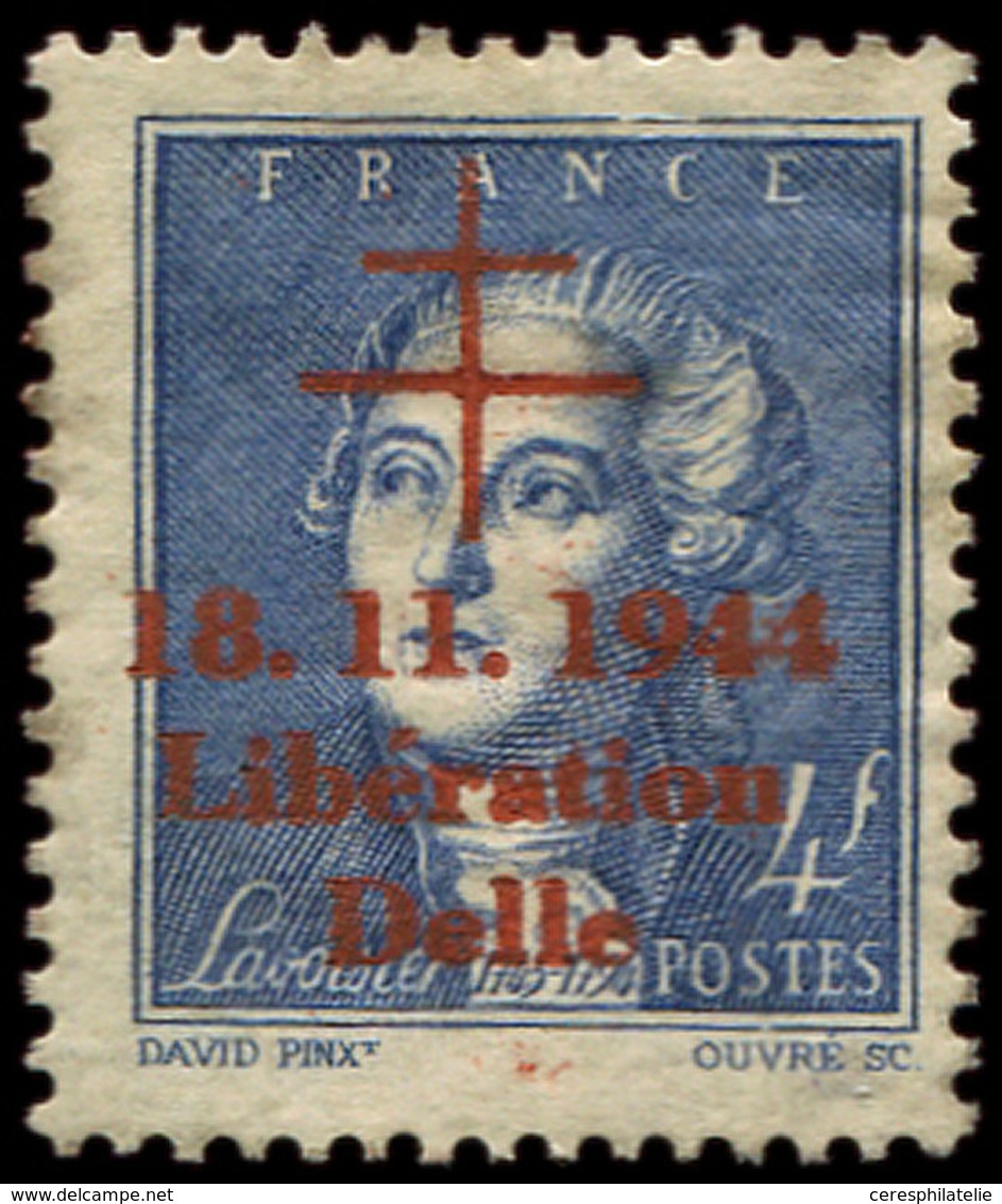 * TIMBRES DE LIBERATION - DELLE 20C : 4f. Bleu, Gomme Partielle, Sinon TB - Liberación