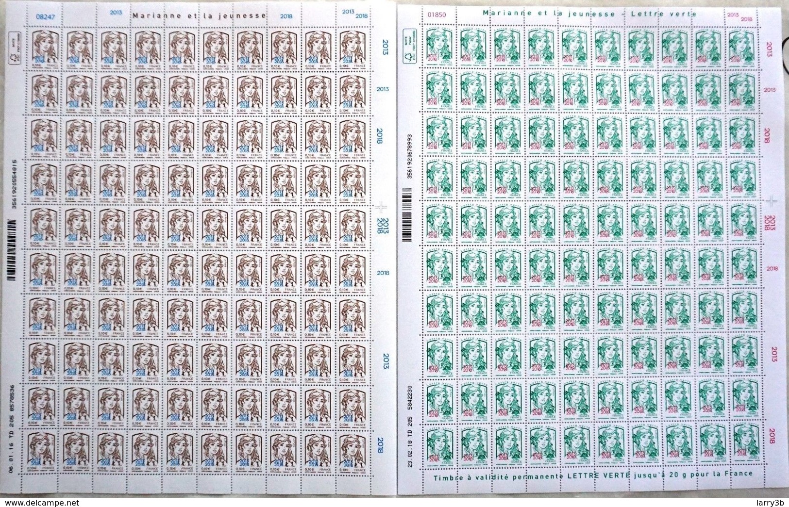 LES 2 FEUILLES Marianne De Ciappa Et Kawena Surchargées 2013-2018 Du Salon Paris Philex 2018 - Unused Stamps