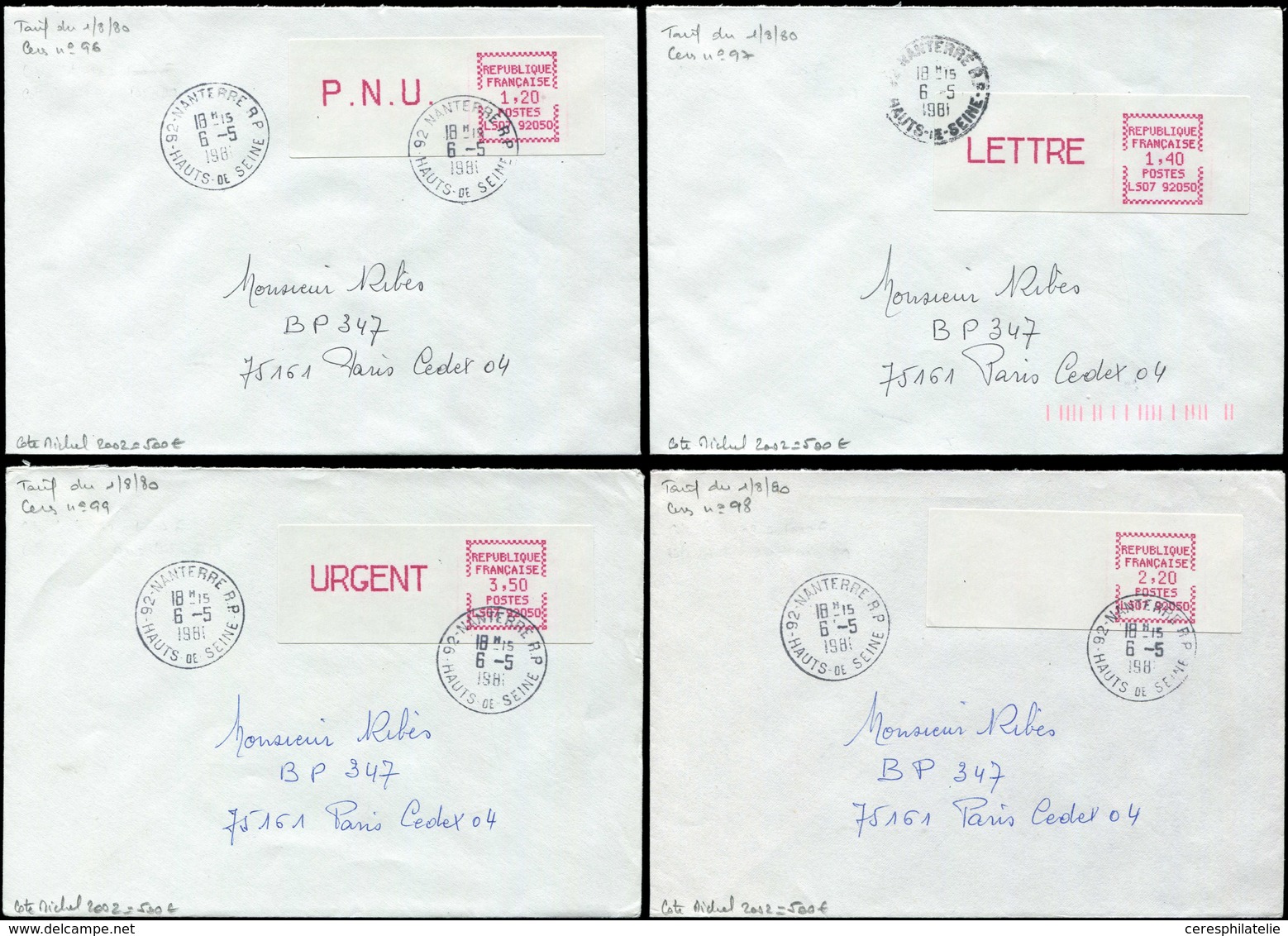 Let Spécialités Diverses - L.S.A. 96/99 : LS07 92050, Tarif Du 1/8/80, Type 5B Lilas-rose Obl. 6/5/81 S. 4 Env., RR Et S - Covers & Documents