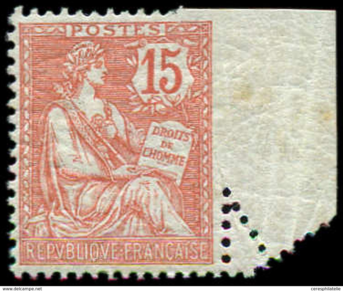 * VARIETES - 125   Mouchon Retouché, 15c. Vermillon, Bdf Avec Variété De PIQUAGE, TB - Unused Stamps