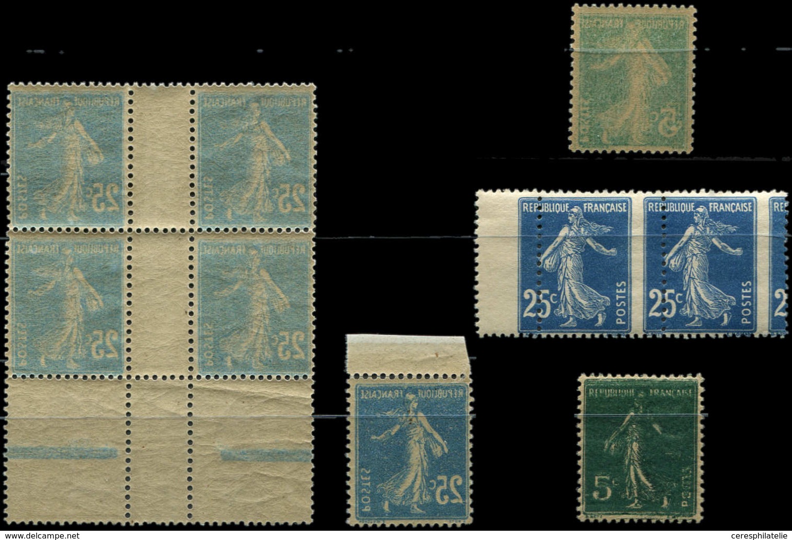** VARIETES - 137 Et 140, 5c. Vert (2) Et 25c. Bleu (3), 5 , TB - Unused Stamps