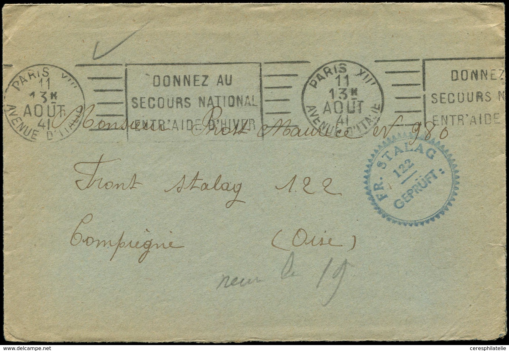 Let Guerre 1939/1945 - Lettre En Franchise Avec Contenu, Cachet FR STALAG/122/GEPRUFT Adressée Au Camp De Compiègne, 13/ - WW II