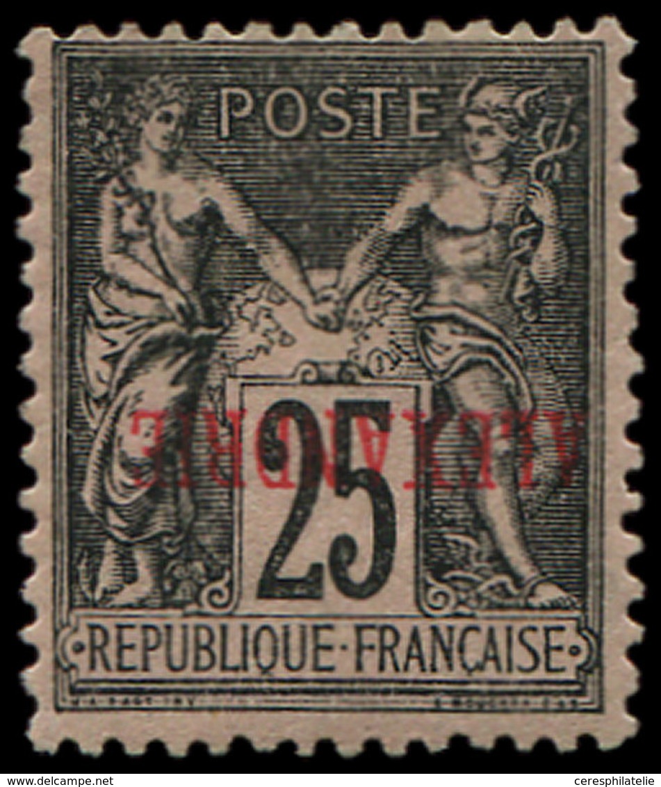 * ALEXANDRIE 11a : 25c. Noir Sur Rose, Surcharge RENVERSEE, TB. Br - Otros & Sin Clasificación