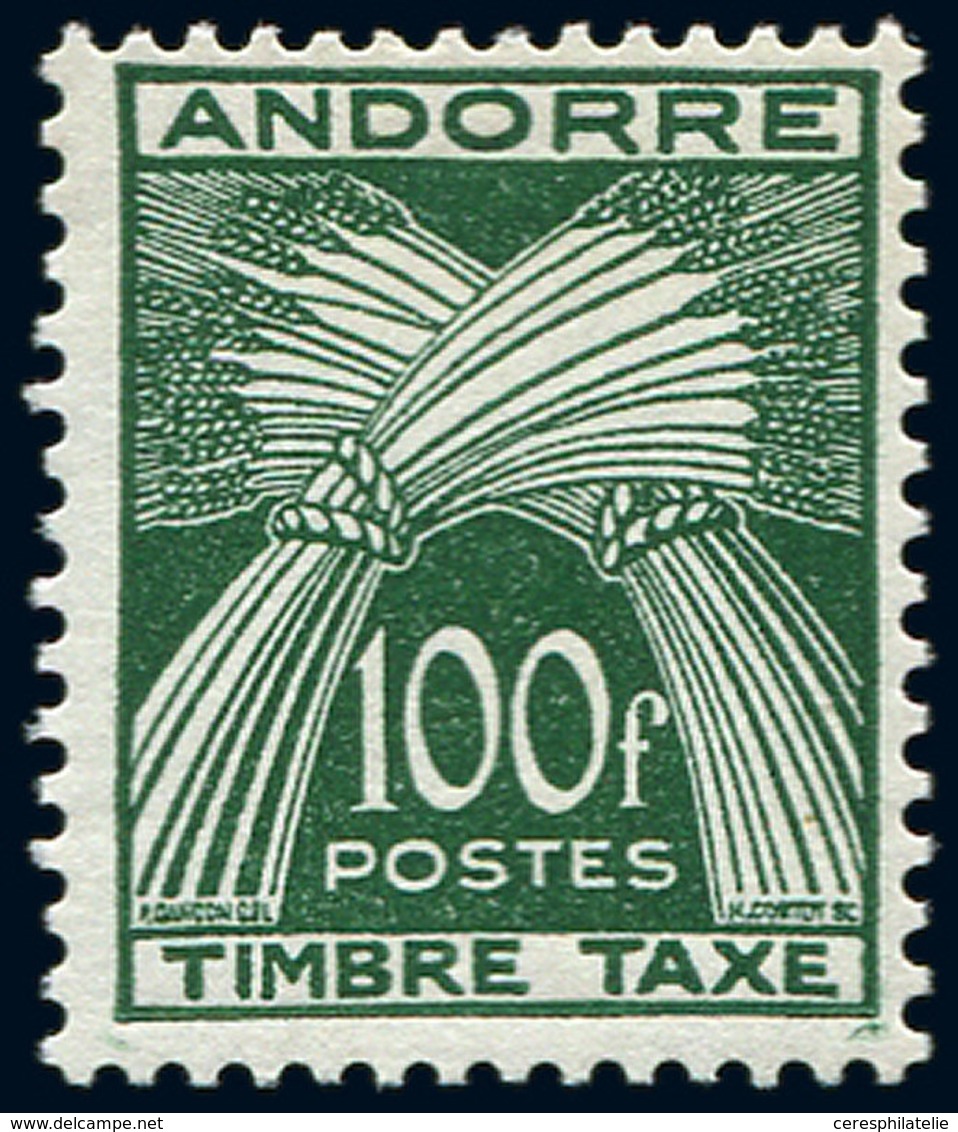 ** ANDORRE Taxe 41 : 100f. Vert, TB - Unused Stamps