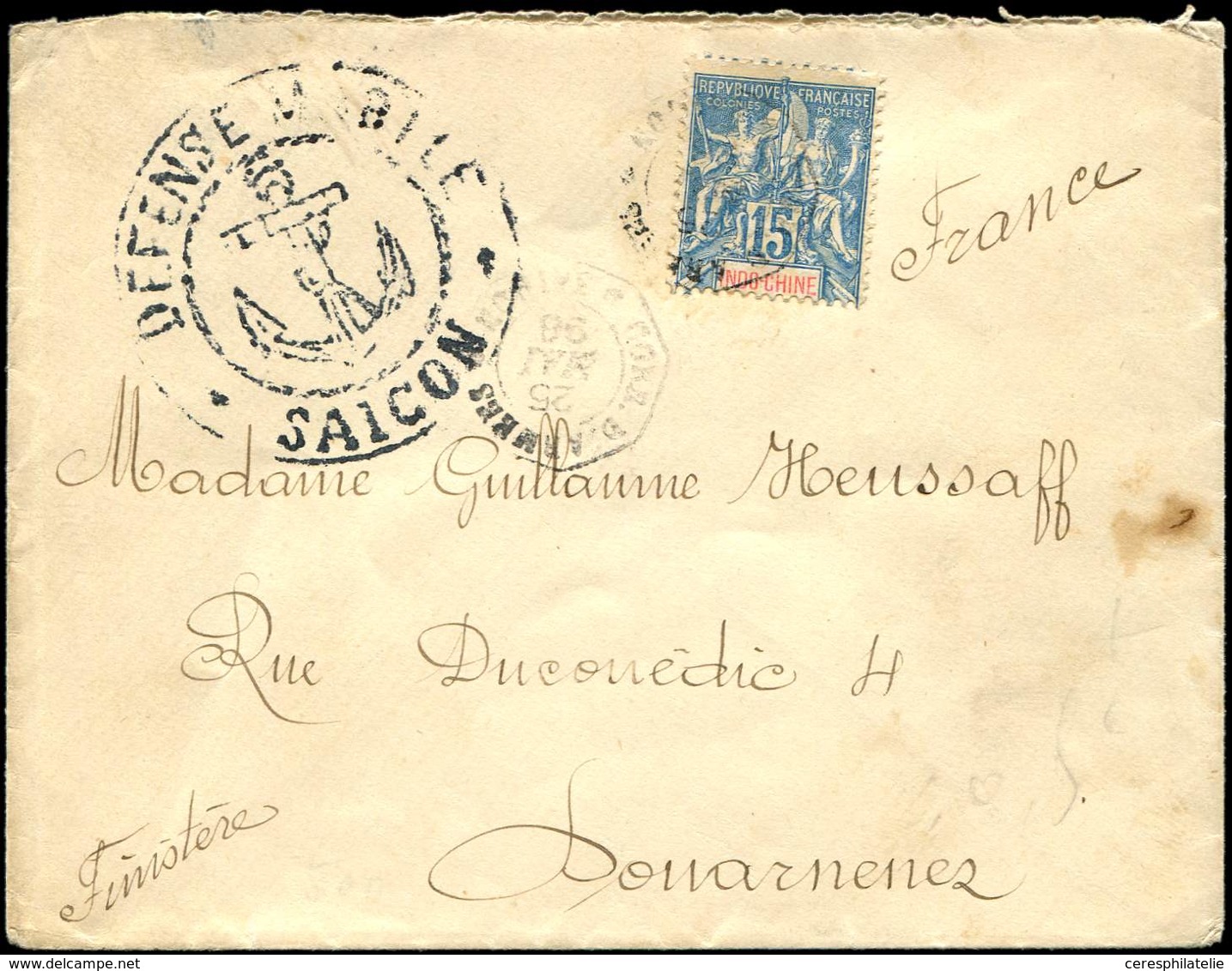 Let INDOCHINE 8 : 15c. Bleu Obl. Càd Octog. CORR. D.ARMEES/SAIGON 25/5/98 S. Env., Grand Cachet DEFENSE MOBILE/SAIGON, T - Other & Unclassified