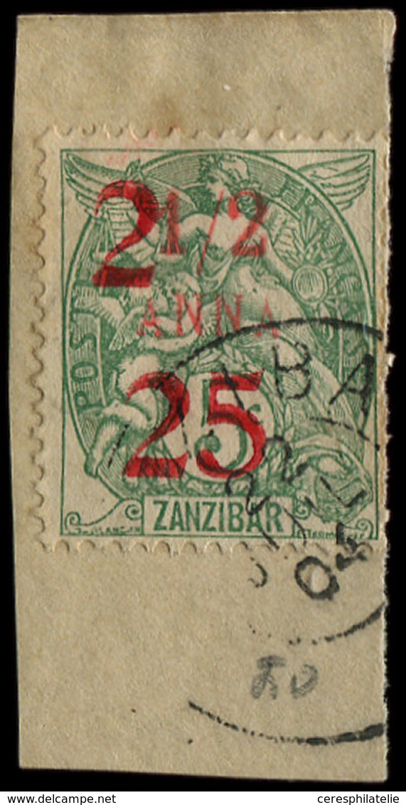 ZANZIBAR 63 : 2 Et 25 Sur 1/2a. Sur 5c. Vert, Obl. S. Fragt, TB - Used Stamps