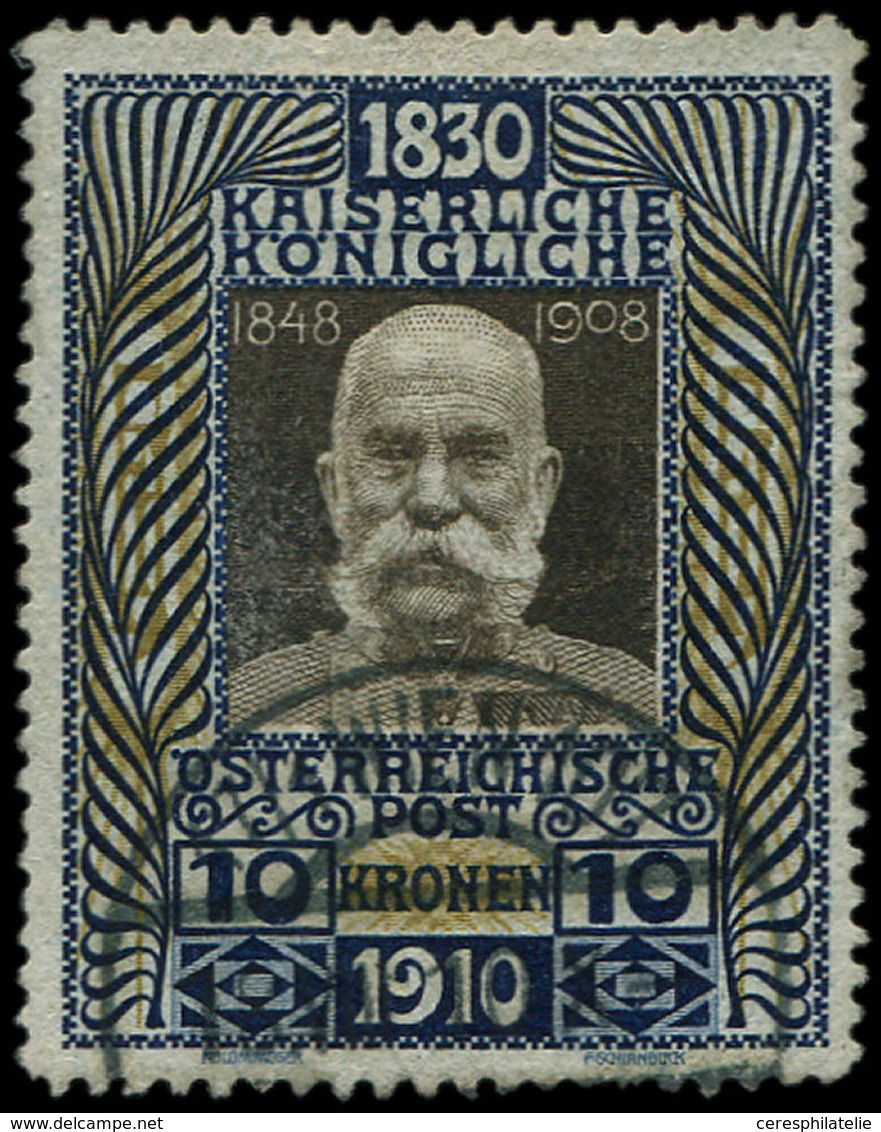 AUTRICHE 135 : 10k. Bleu, Bistre Et Brun, Obl., Type De 1908 Avec Mill. 1830/1910, TB. S - Other & Unclassified