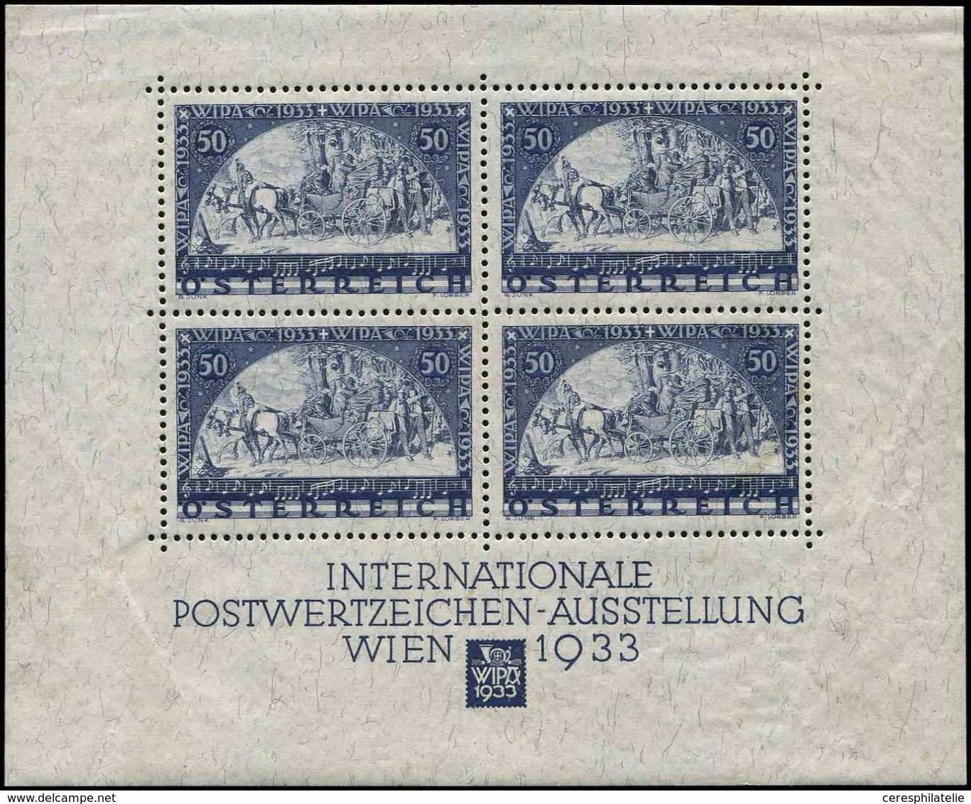 * AUTRICHE BF 1 : 50g. + 50g., WIPA 1933, Forte Ch., Sinon TB - Blocks & Sheetlets & Panes