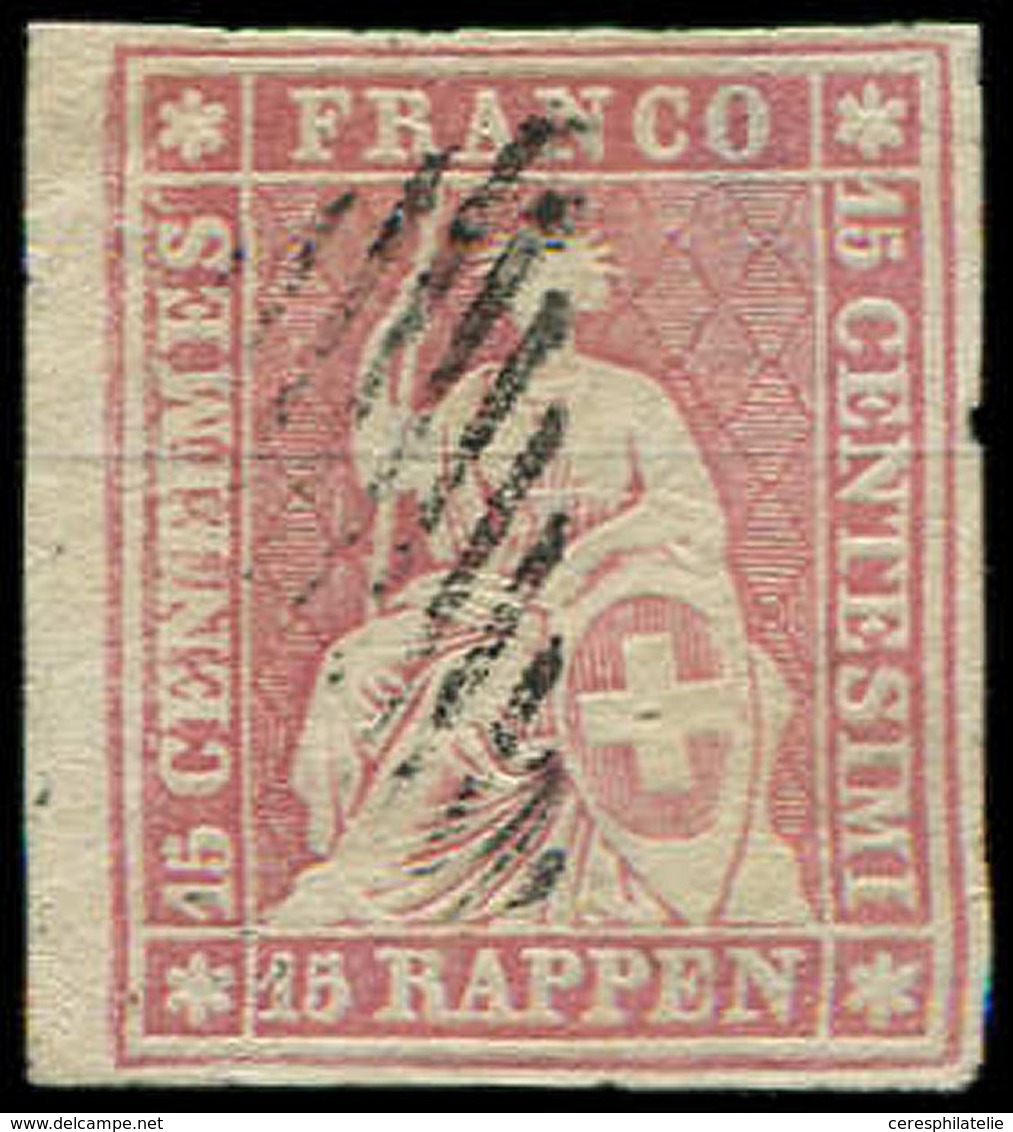 SUISSE 28b : 15r. Rose, Fil De Soie Vert, Obl., TB - Used Stamps