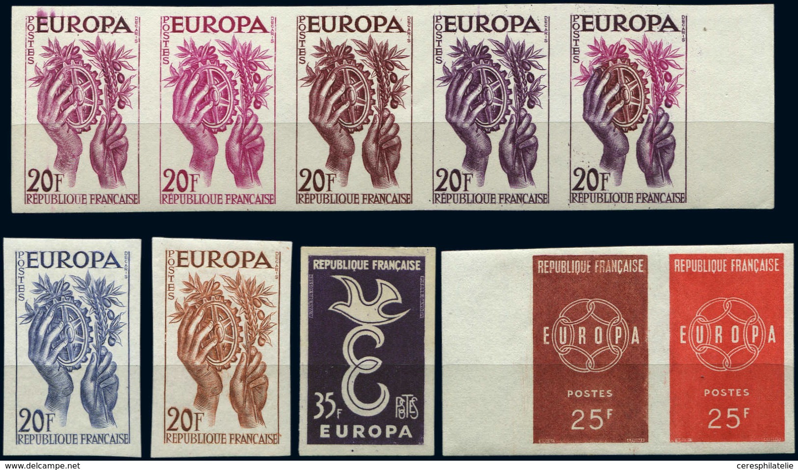 ** Lot De 10 Essais Europa Non Dentelés 1957-59, TB - Collections (en Albums)