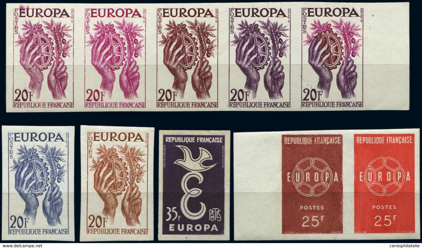 ** Lot De 10 Essais Europa Non Dentelés 1957-59, TB - Colecciones (en álbumes)