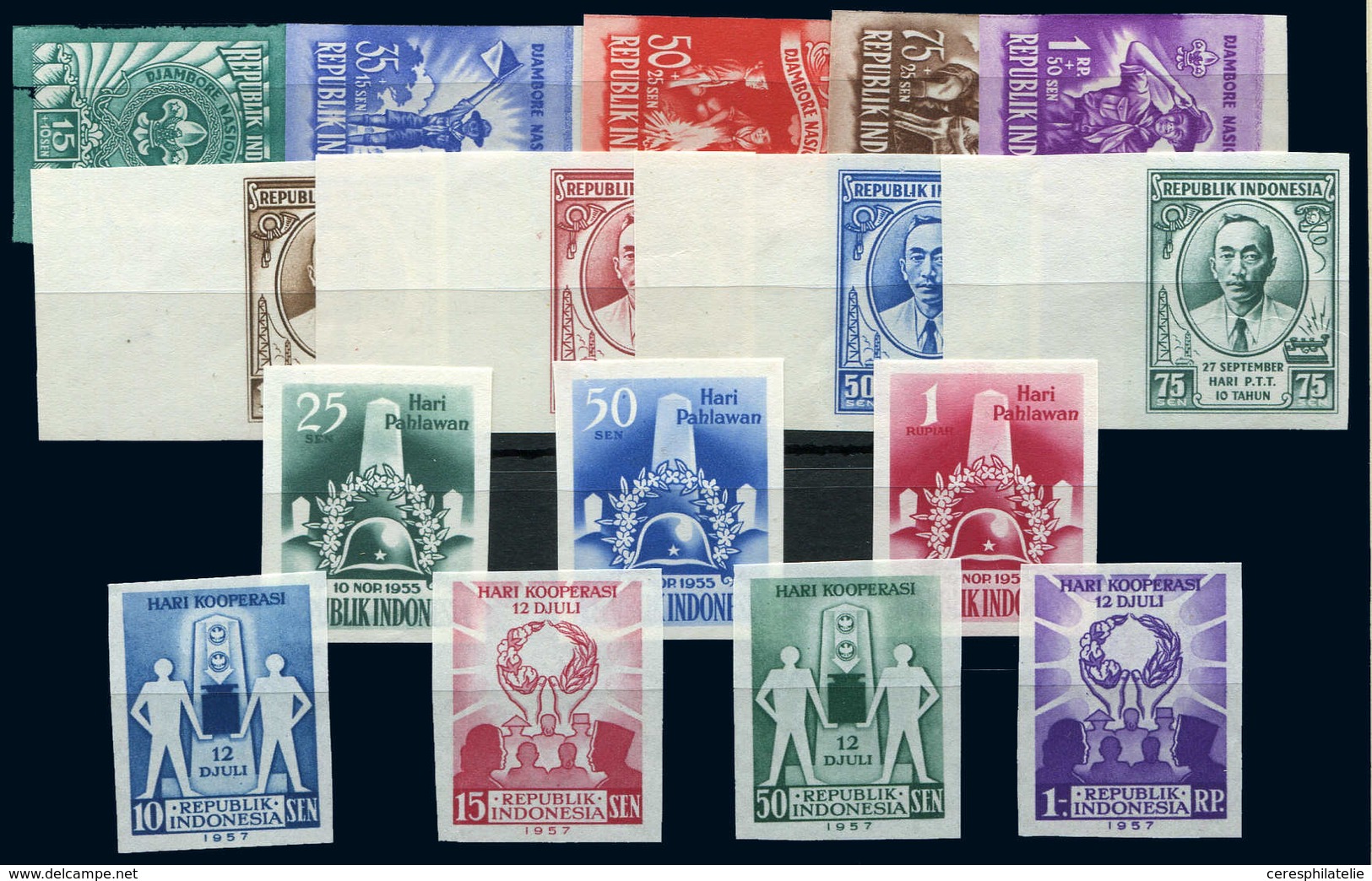 (*) Indonésie, Lot De Non Dentelés Entre 1955 Et 1957, Dont Thème Scoutisme, Toujours (*), TB - Collections (with Albums)