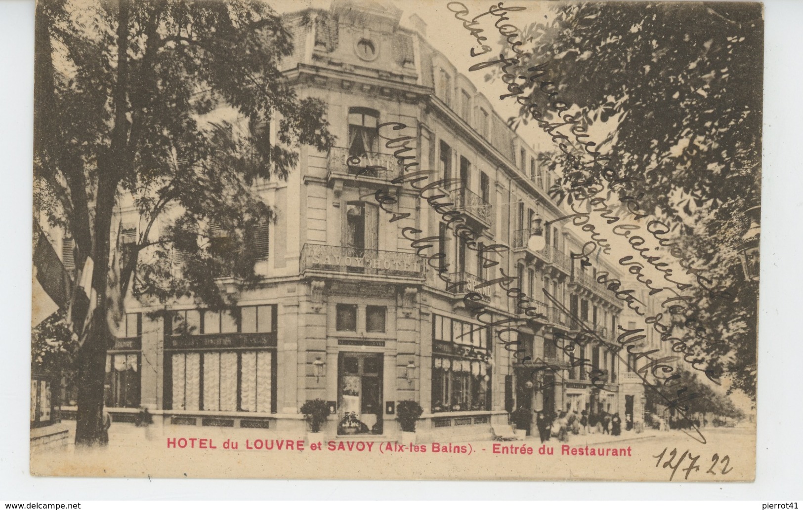 AIX LES BAINS - "HOTEL DU LOUVRE ET SAVOY " - Entrée Du Restaurant - Aix Les Bains