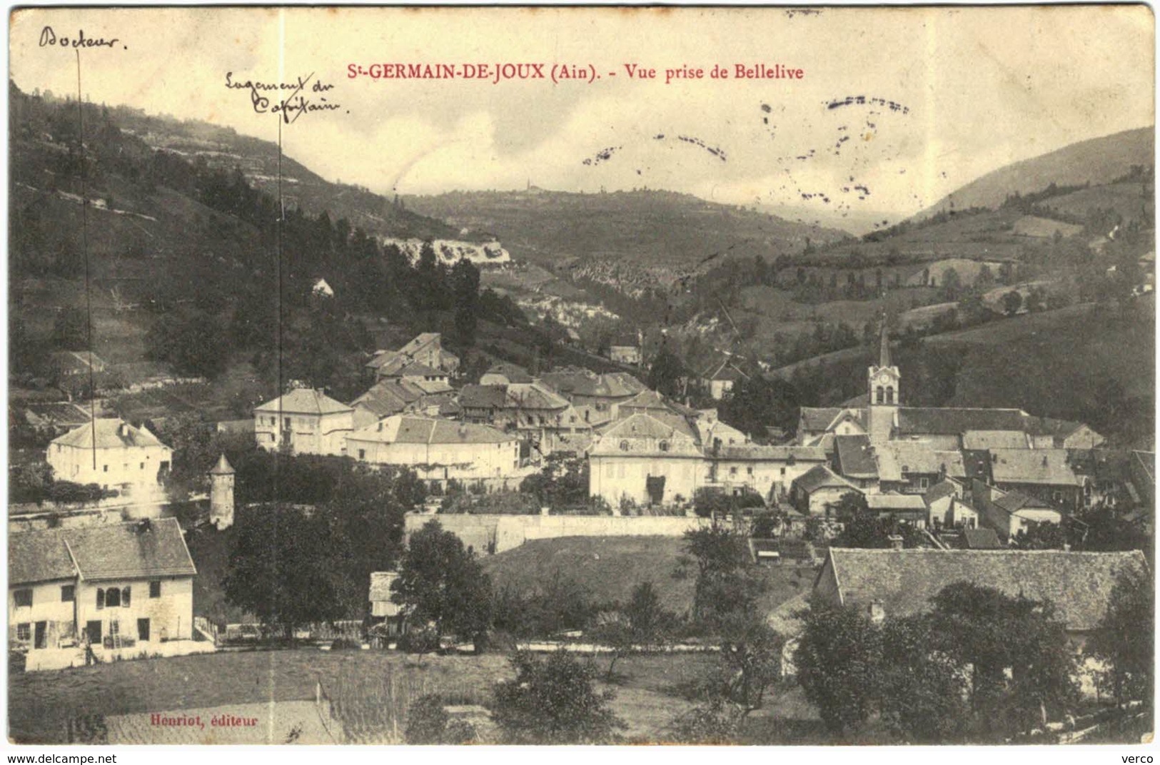 Carte Postale Ancienne De SAINT GERMAIN DE JOUX-vue Prise De Bellelive - Non Classés