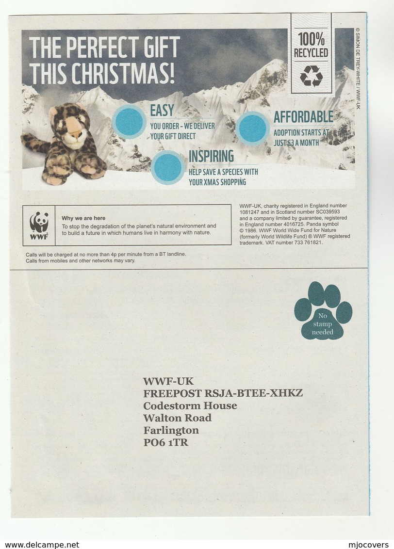 2008 GB WWF  Illus ADVERT SNOW LEOPARD Prepaid Stamps COVER Lettersheet - Félins