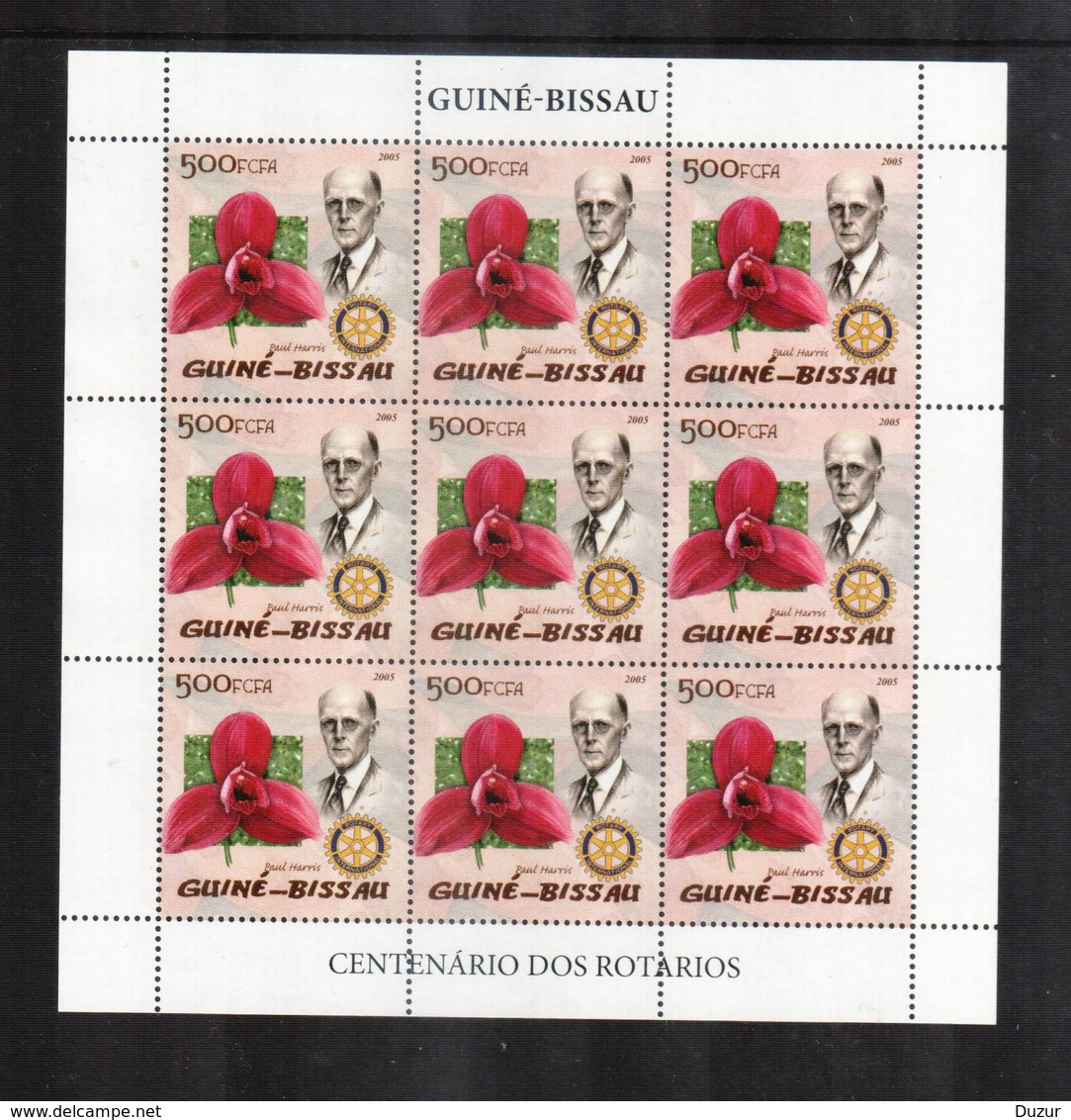 2005 Guinea-Bissau Paul Harris Rotary Orchids MNH ** FULL SHEET - Unclassified