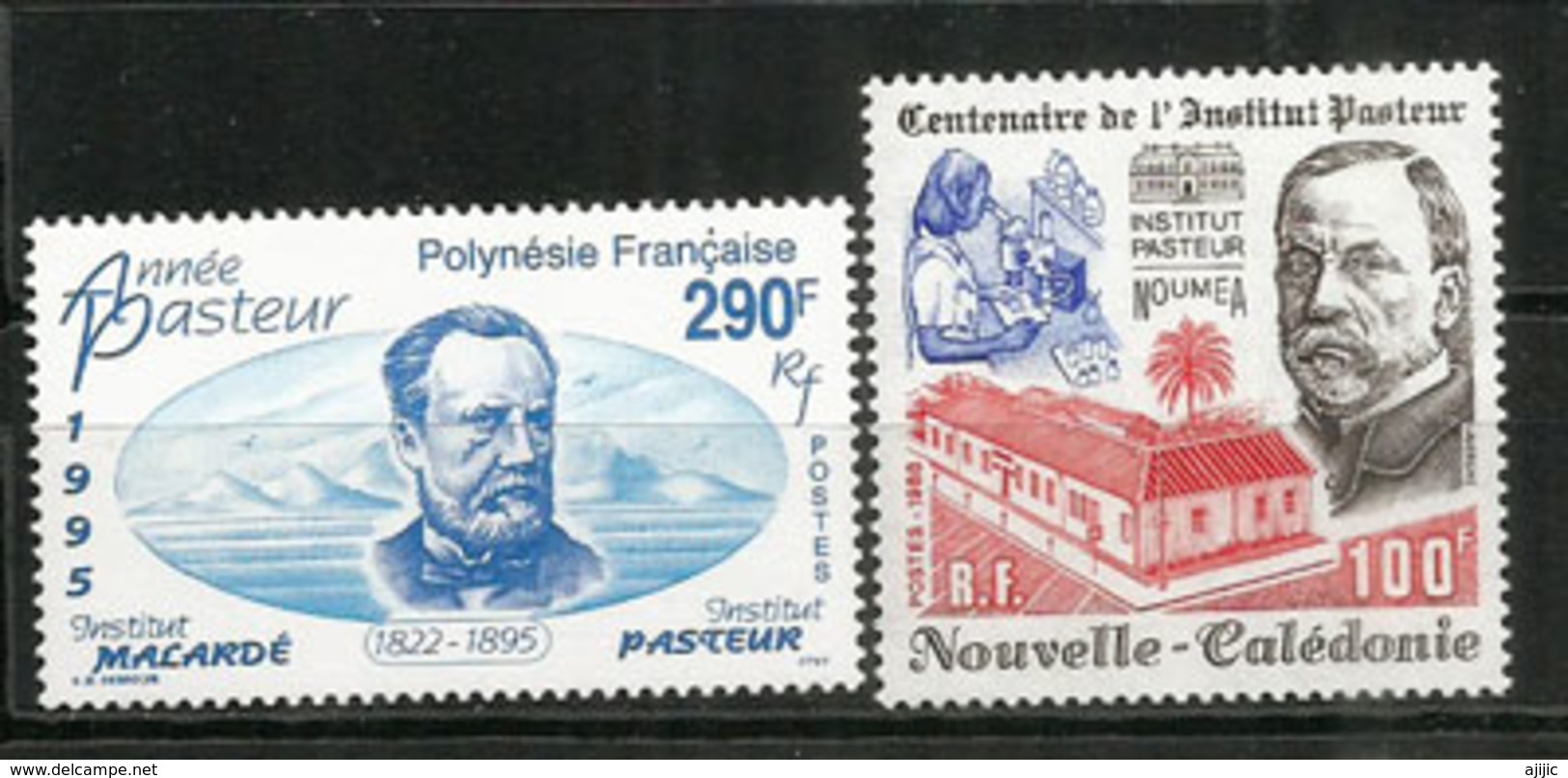 Année Pasteur,   2 Timbres Neufs ** Hautes Faciales Polynésie & Nouv.Calédonie. Cote 12,00 Euro - Louis Pasteur