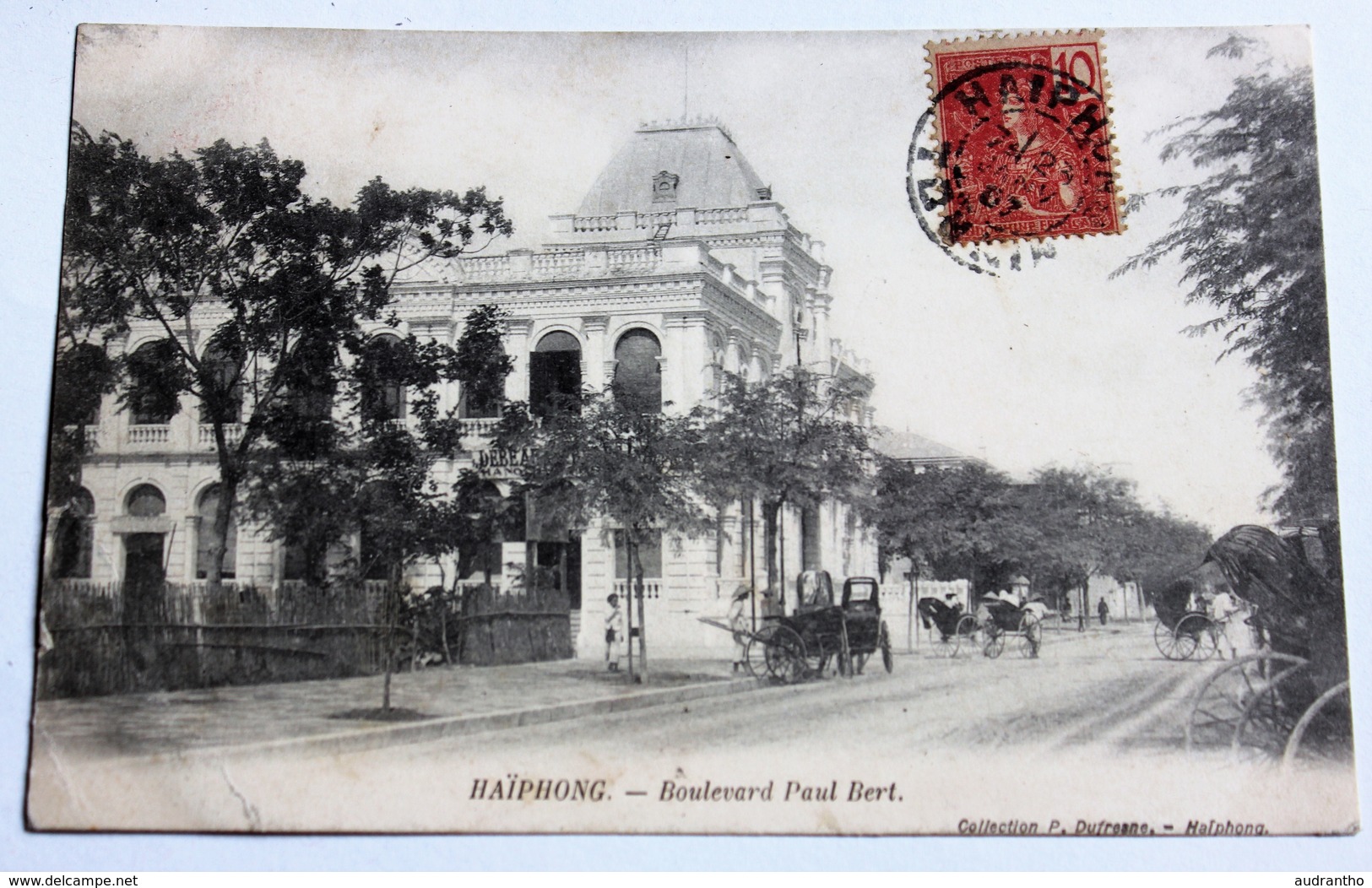 CPA Tonkin Haiphong Boulevard Paul Bert Animé 1907 Timbre Hải Phòng Indochine Française - Vietnam