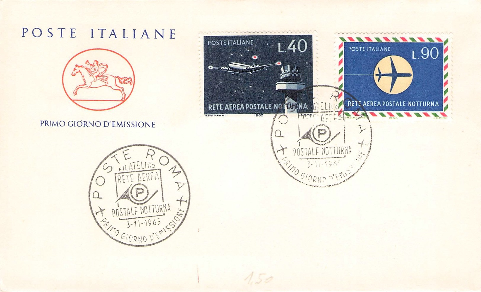 ITALIEN - FDC 1965 RETE AEREA POSTALE Mi #1193-1194 - FDC